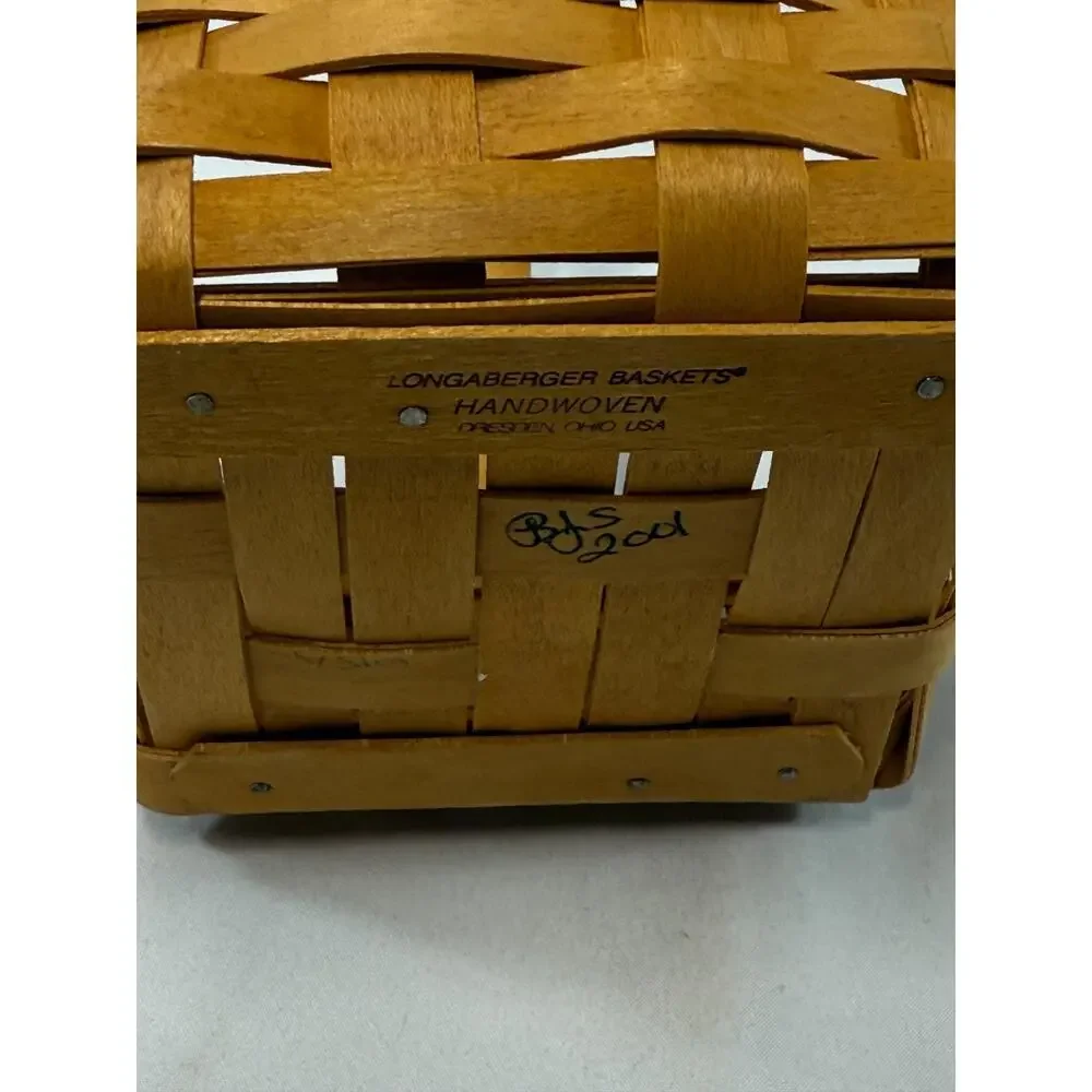 2001 Longaberger Tarragon Basket Stationary Handle Vintage 5.5